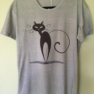 Black cat, Grey T-shirt